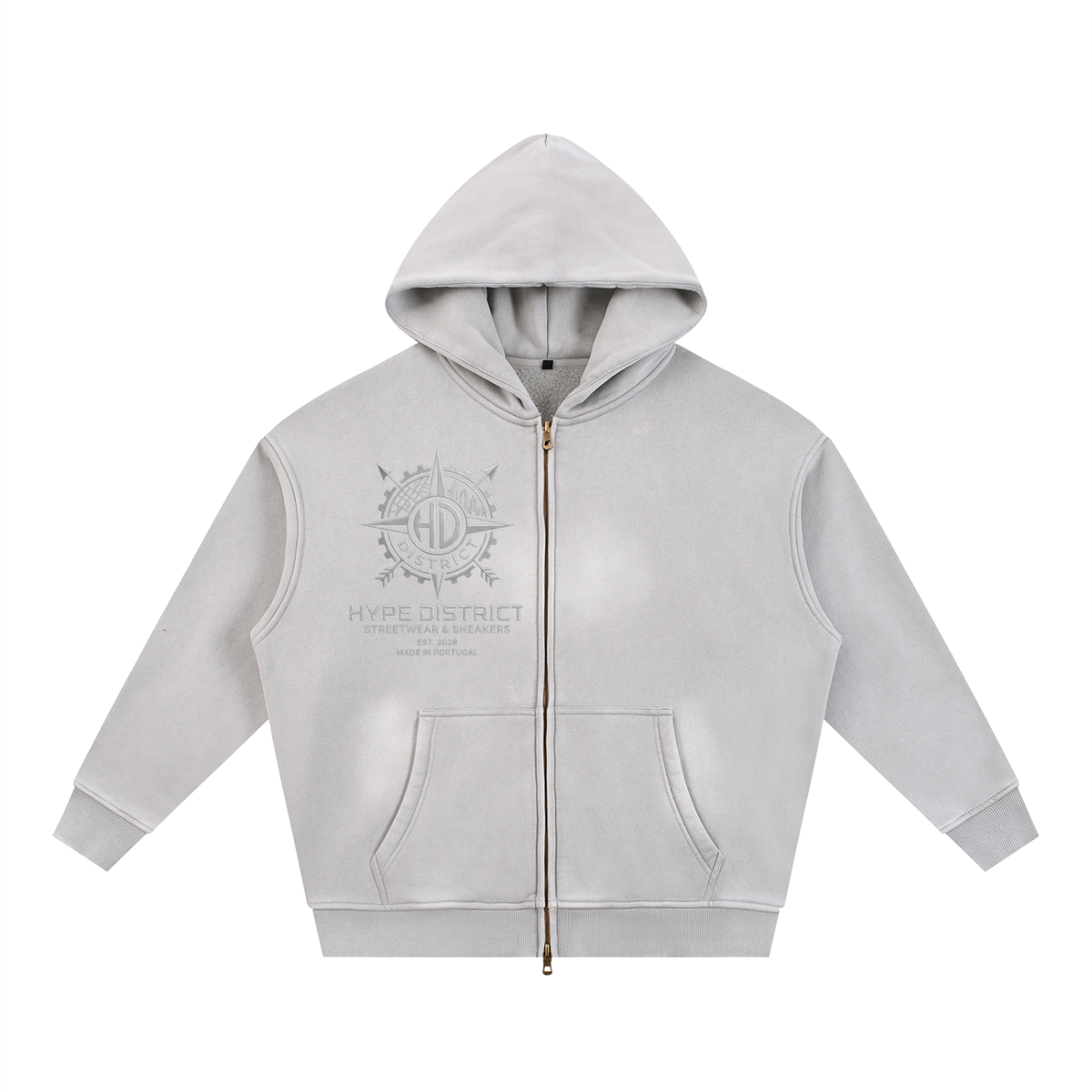 Sunfade Two-way Zipper Boxy Fleece Hoodie
