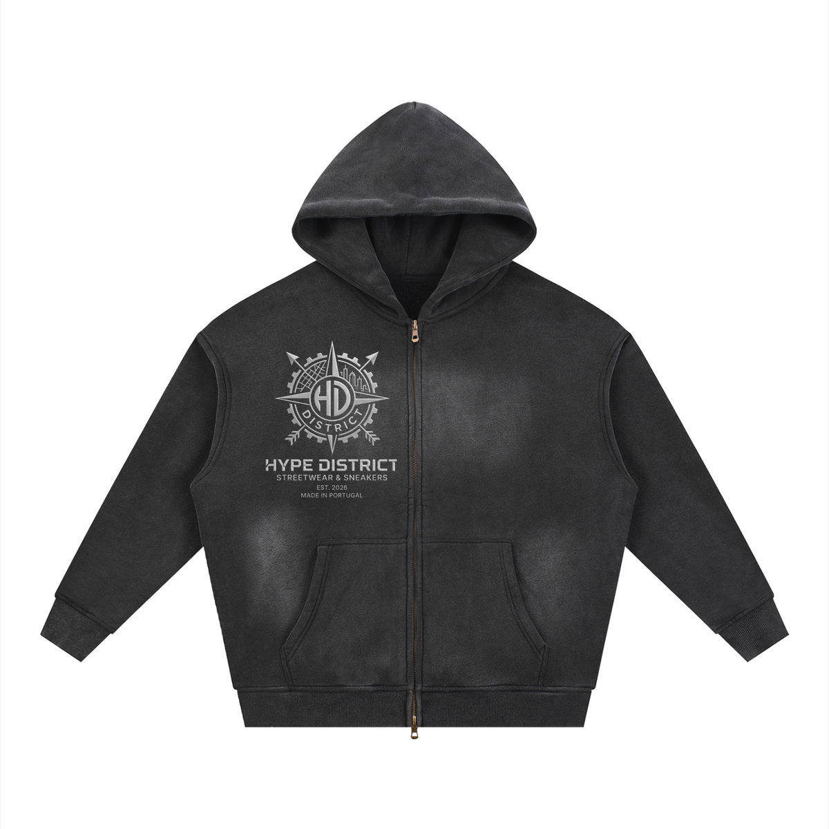 Sunfade Two-way Zipper Boxy Fleece Hoodie