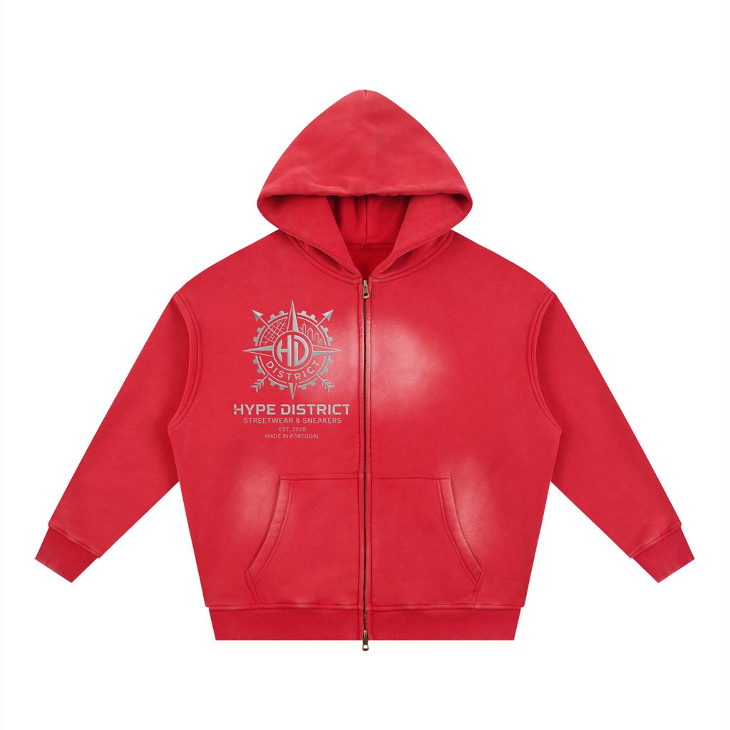 Sunfade Two-way Zipper Boxy Fleece Hoodie