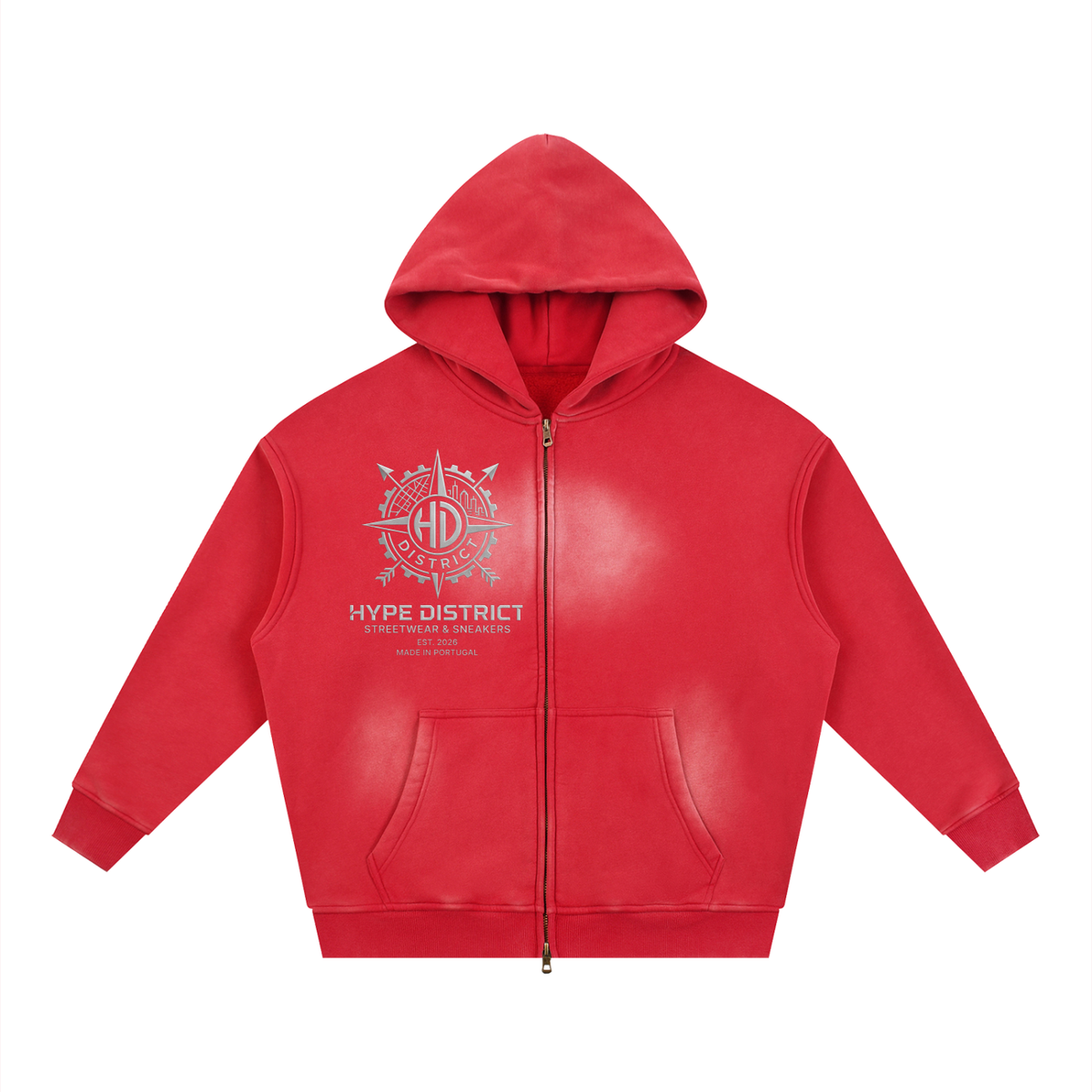 Sunfade Two-way Zipper Boxy Fleece Hoodie
