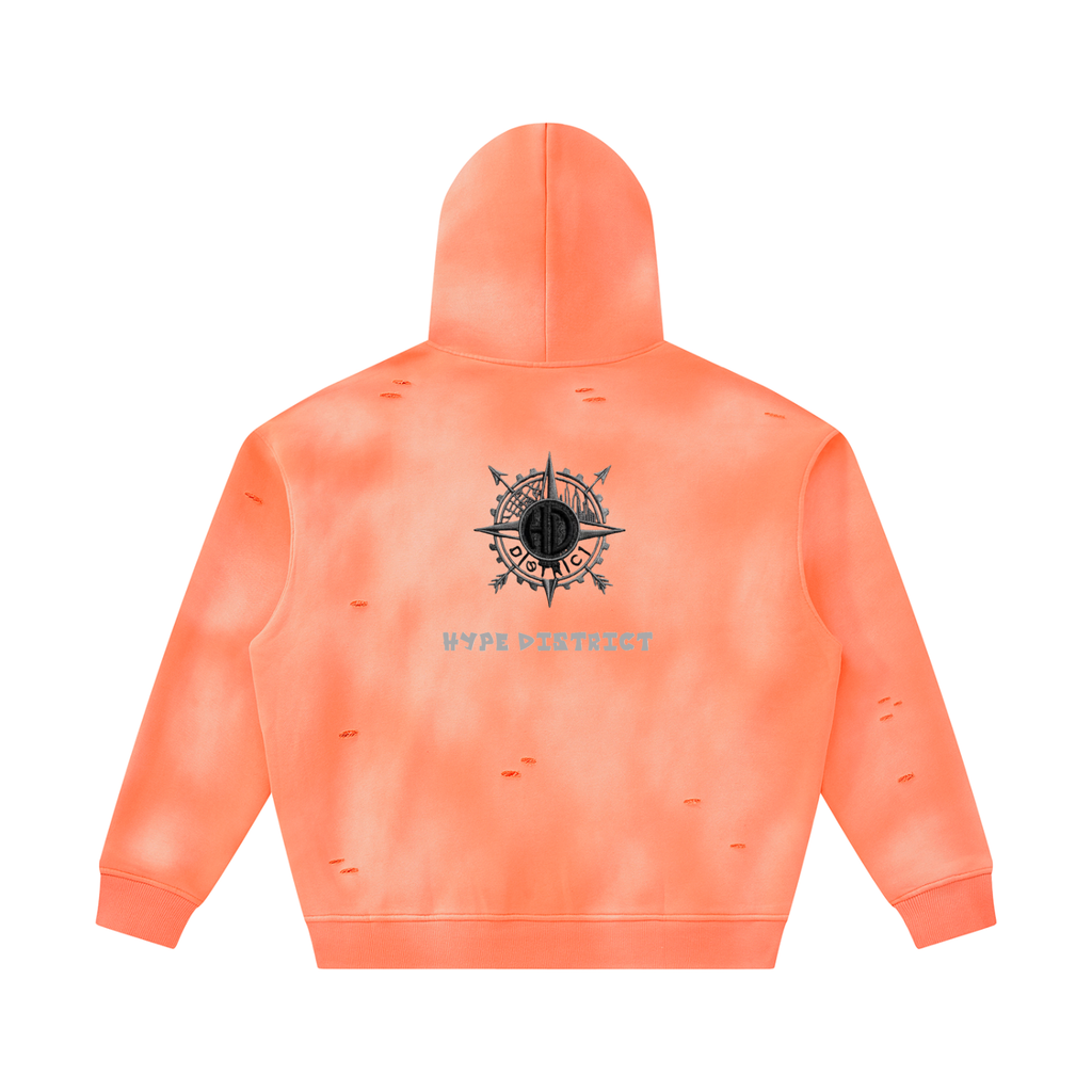 Unisex Sunfade Frayed Fleece Hoodie