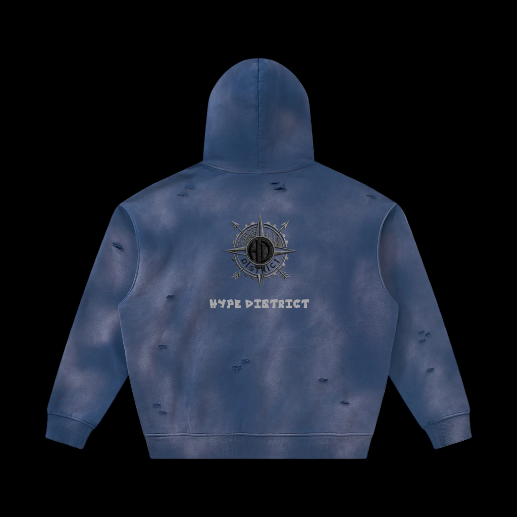 Unisex Sunfade Frayed Fleece Hoodie