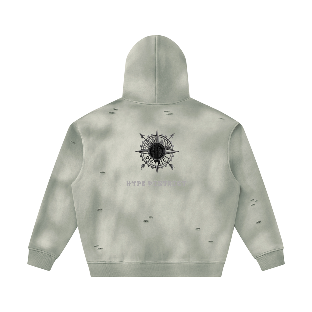 Unisex Sunfade Frayed Fleece Hoodie