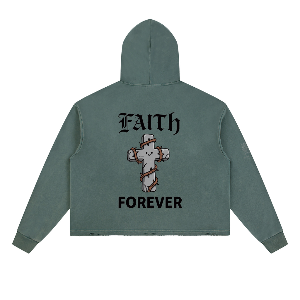 Vintage Washed Frayed-Hem Hoodie