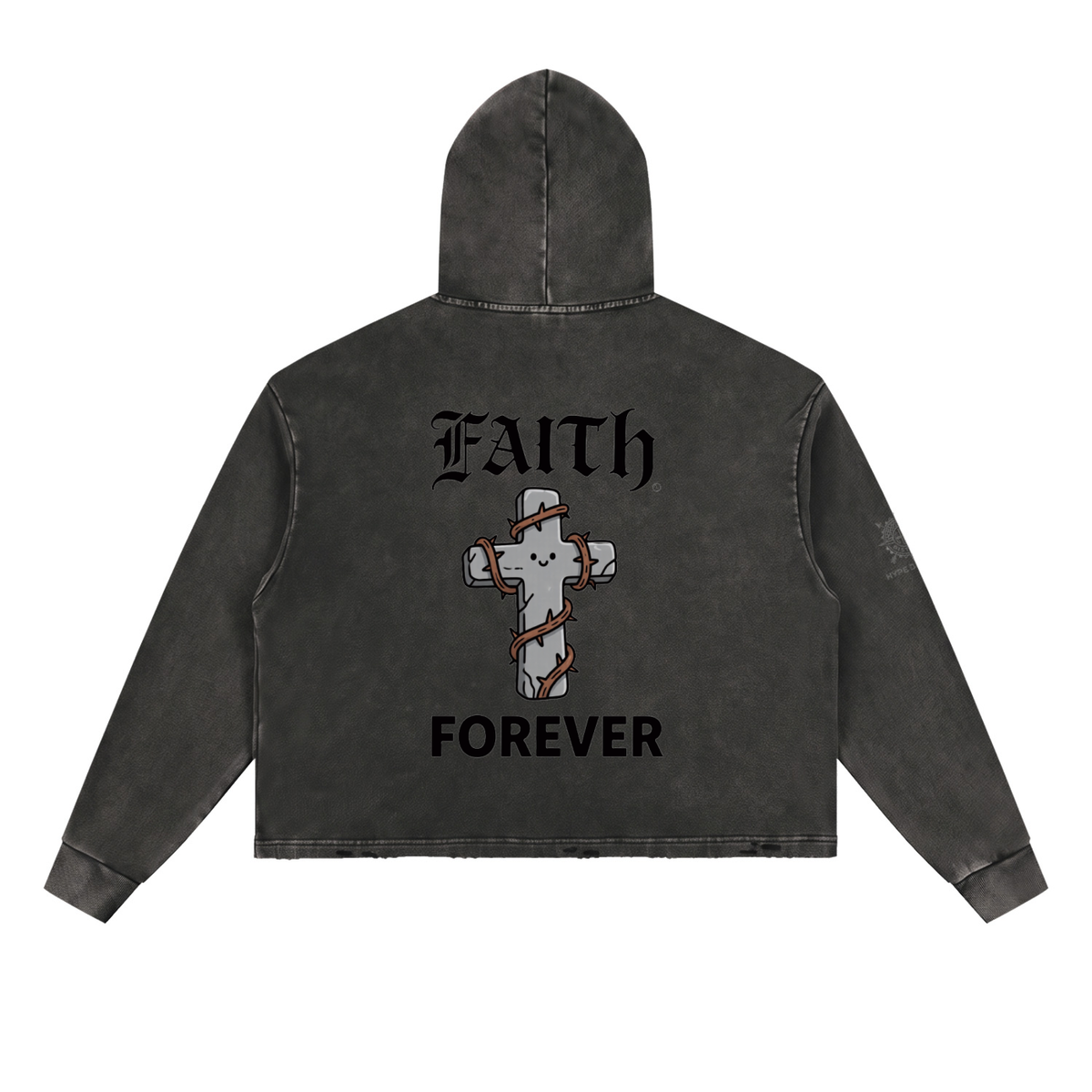 Vintage Washed Frayed-Hem Hoodie
