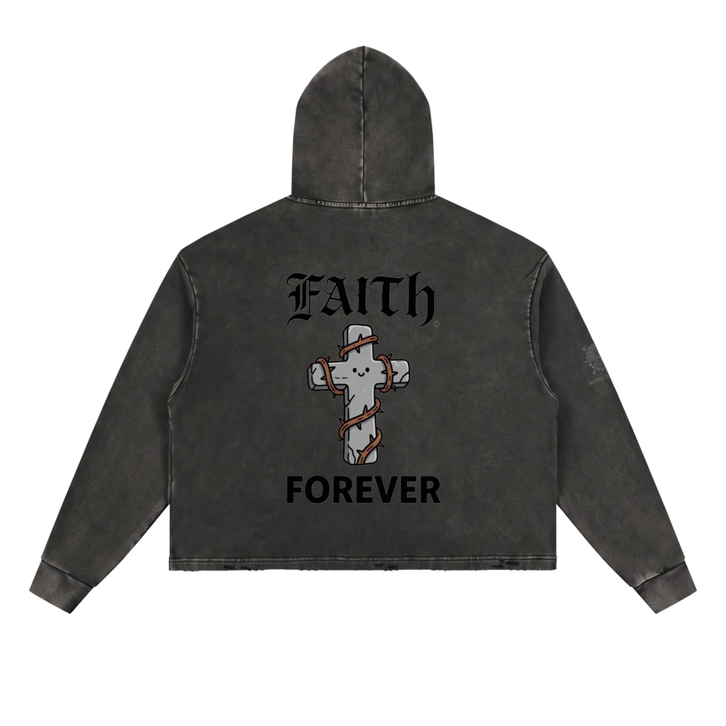 Vintage Washed Frayed-Hem Hoodie