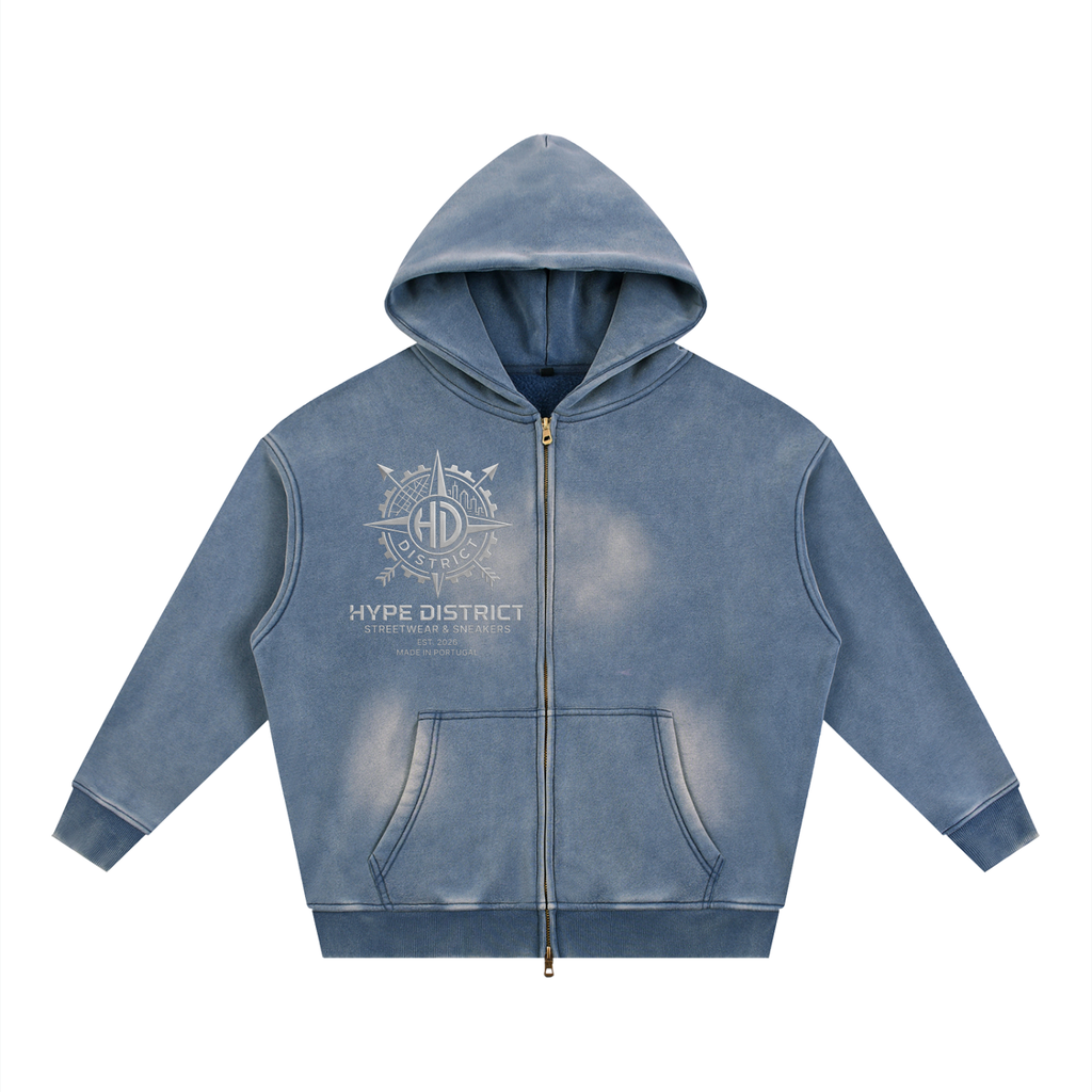 Unisex Sunfade Frayed Fleece Hoodie