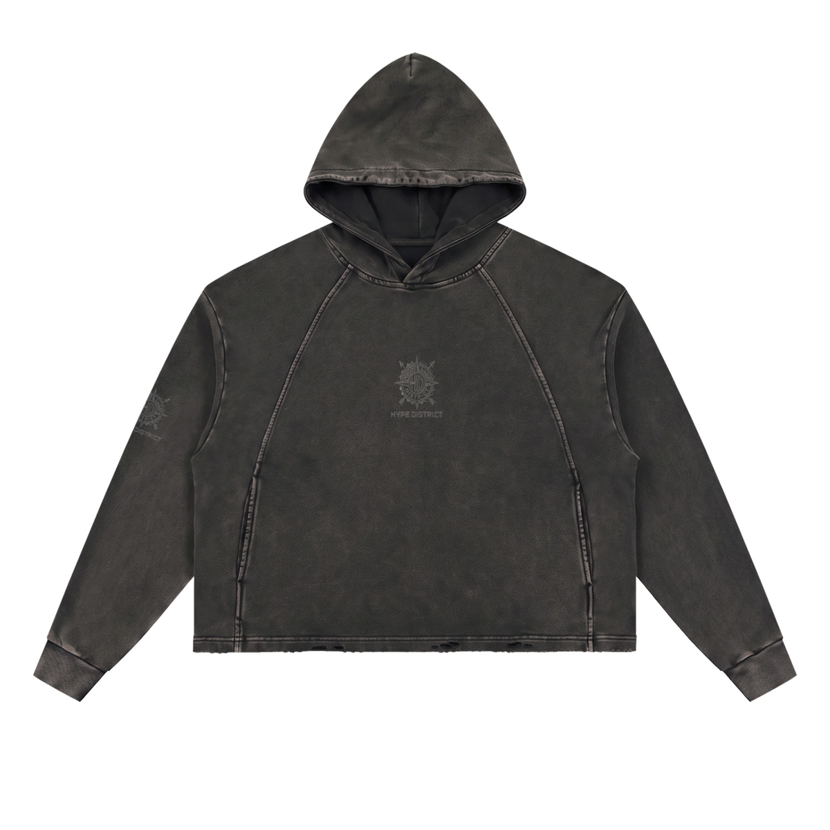 Vintage Washed Frayed-Hem Hoodie