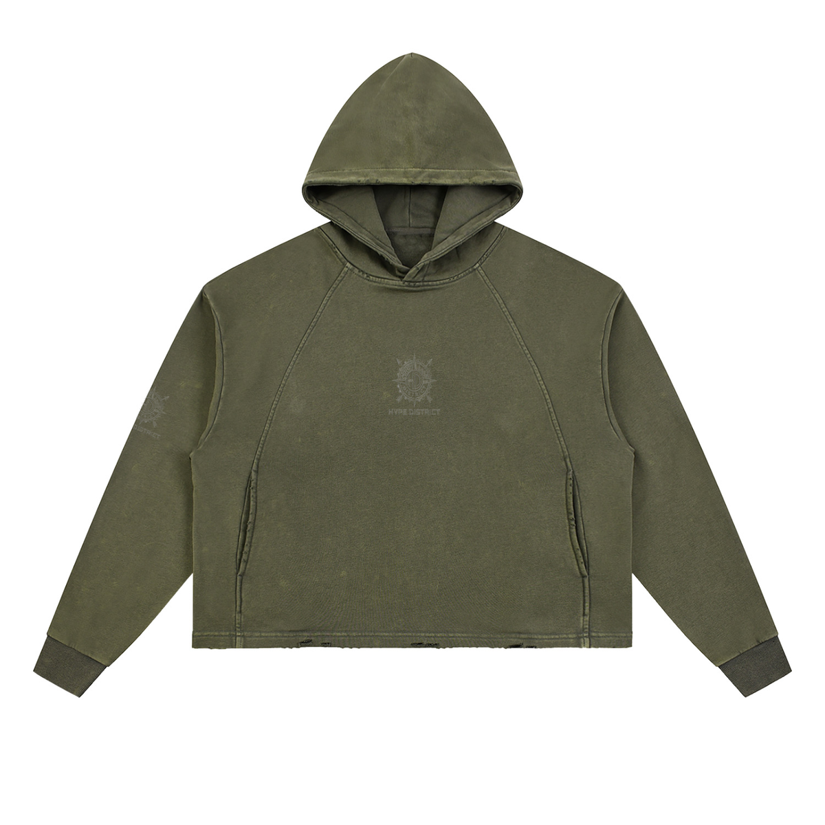 Vintage Washed Frayed-Hem Hoodie