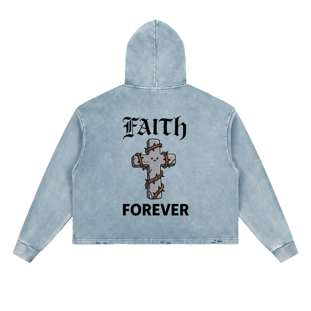 Vintage Washed Frayed-Hem Hoodie